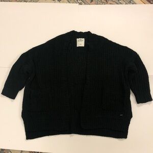 Hollister Sweater Cardigan Black Chunky Oversized W Pockets